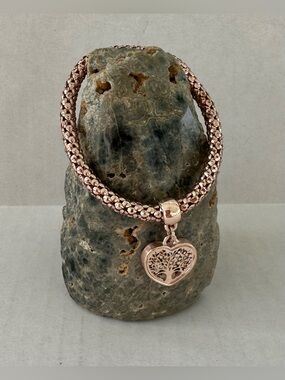 Heart Tree of Life Rose Gold Bracelet Charm